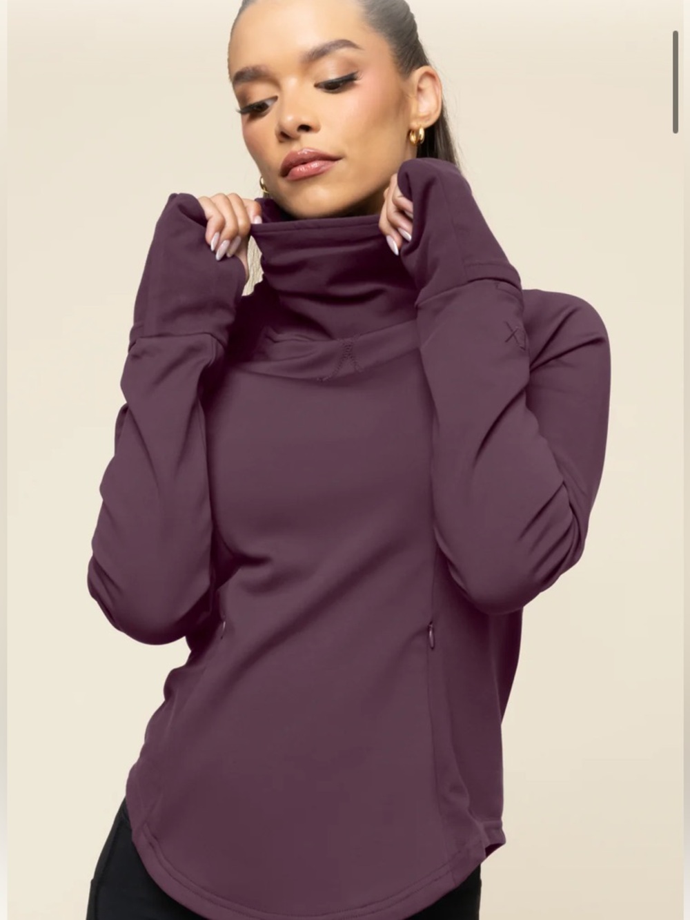 POPFlex Chasing Pavements Mockneck Pullover in Aubergine